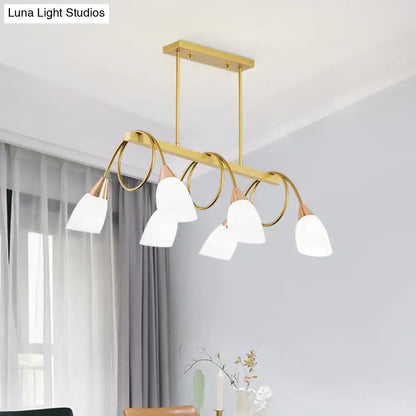 Modern black & gold contemporary milk glass chandelier dining room