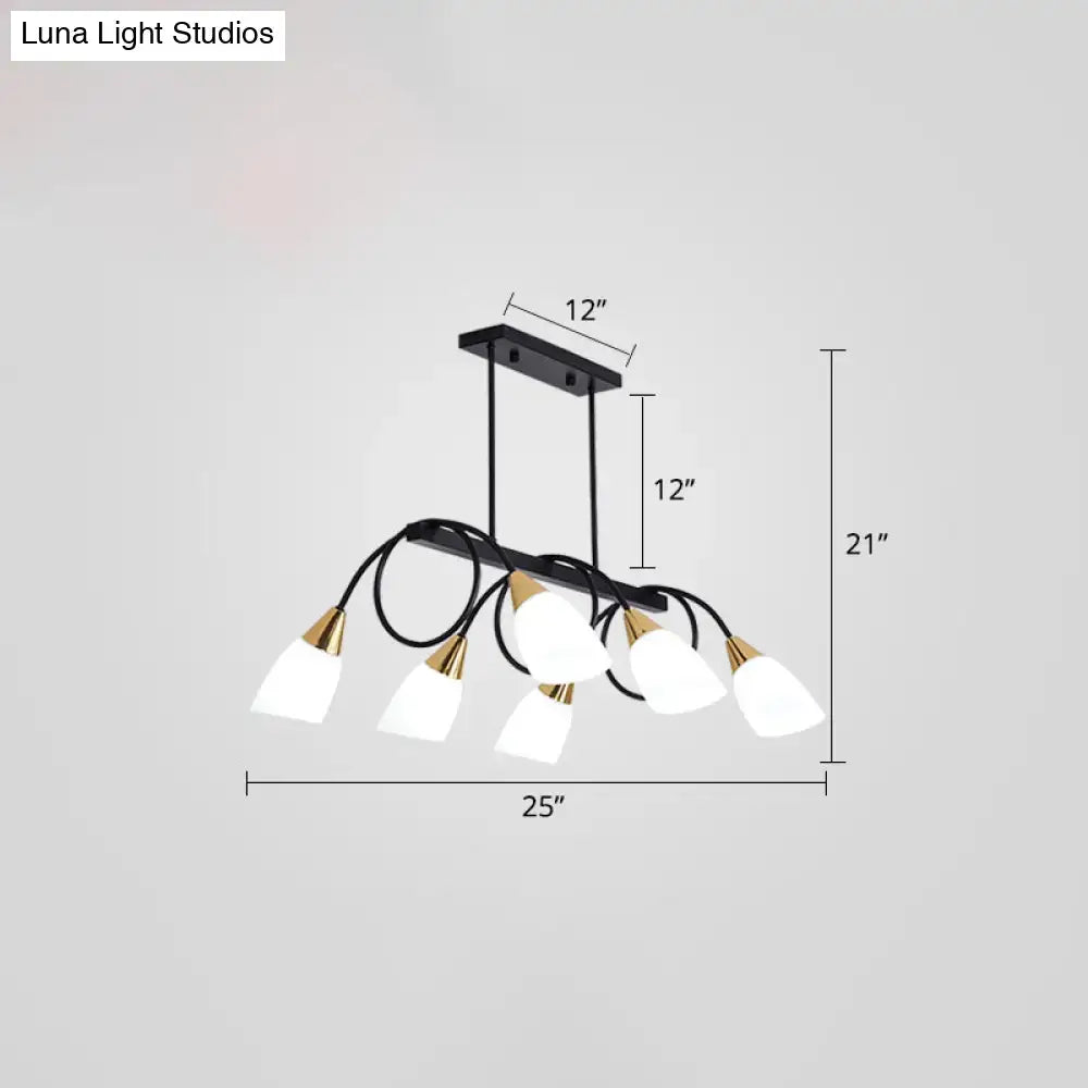 Modern black & gold contemporary milk glass chandelier dining room