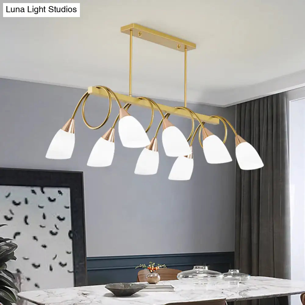 Modern black & gold contemporary milk glass chandelier dining room