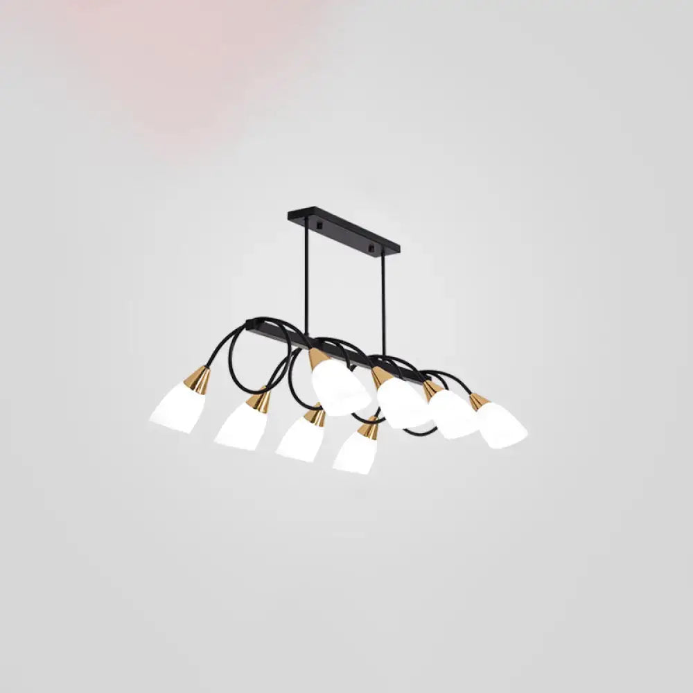 Modern black & gold contemporary milk glass chandelier dining room