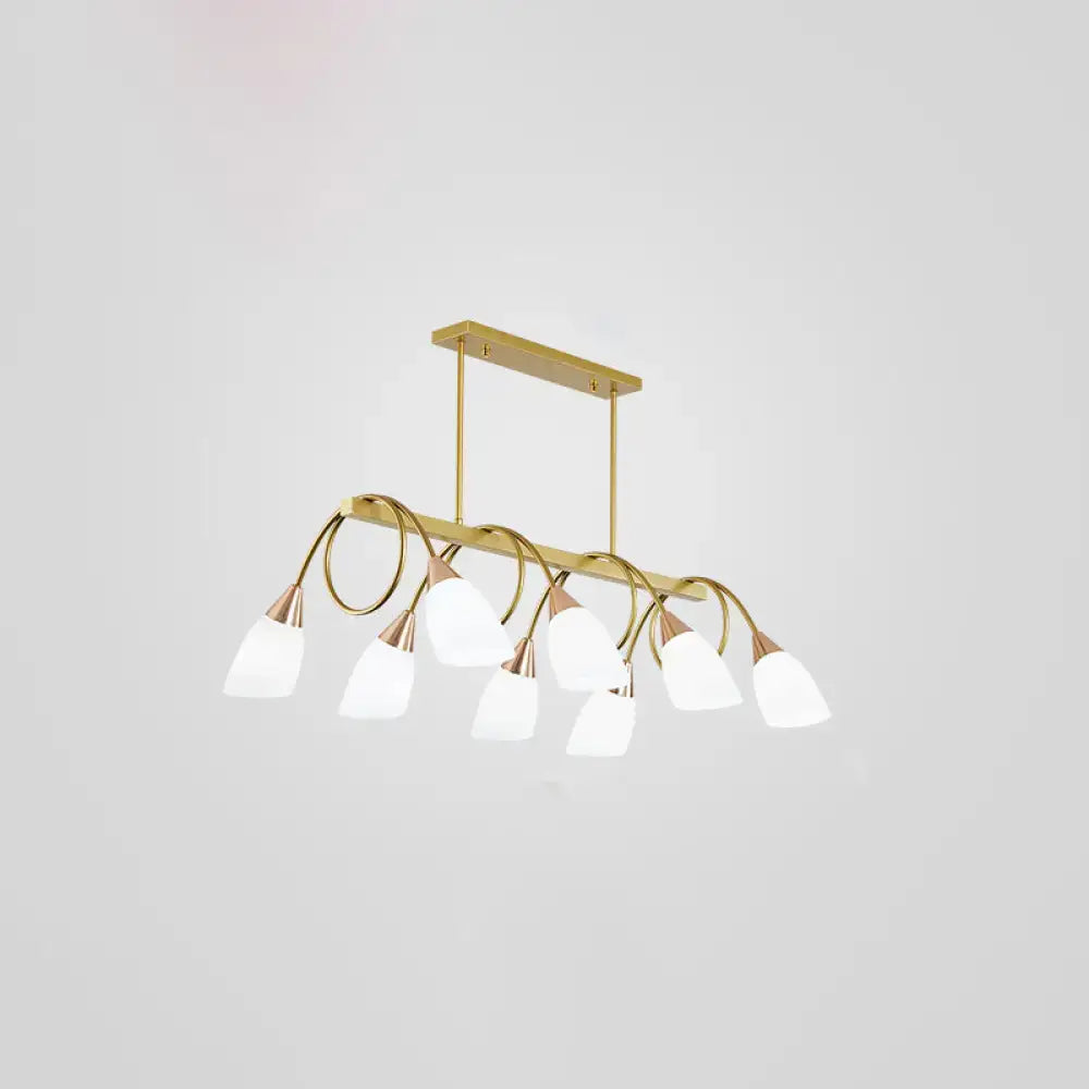 Modern black & gold contemporary milk glass chandelier dining room