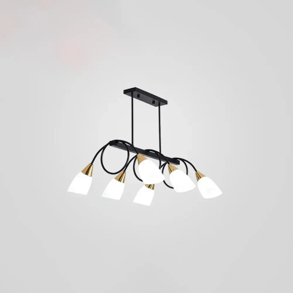 Modern black & gold contemporary milk glass chandelier dining room