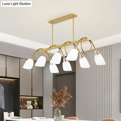 Modern black & gold contemporary milk glass chandelier dining room