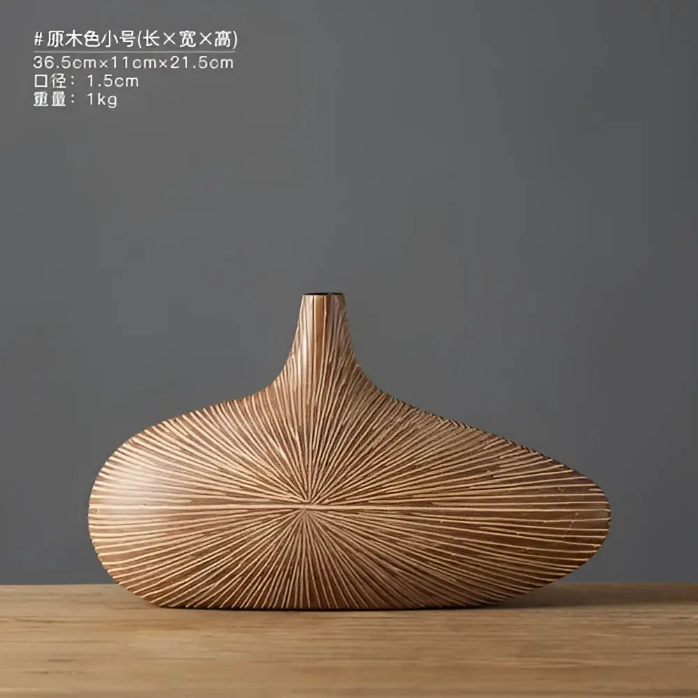 Contemporary light brown resin vase living room organic grooved decor