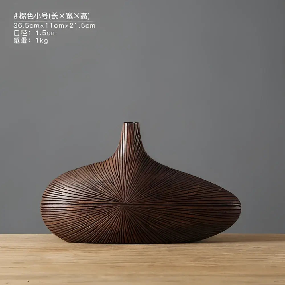 Contemporary light brown resin vase living room organic grooved decor