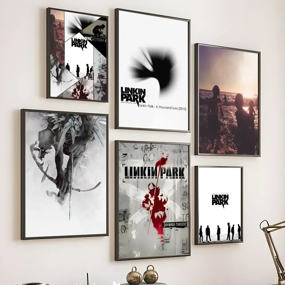 Modern black framed album poster wall art bedroom set of 5