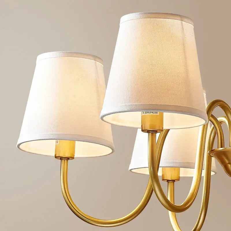 copper american chandelier with fabric shades living room