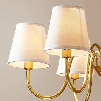 copper american chandelier with fabric shades living room