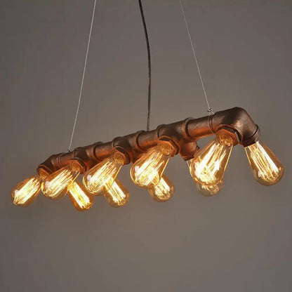 Industrial black & copper island light kitchen symmetric piping