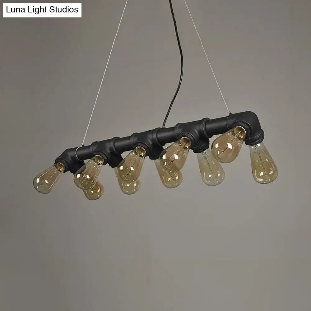 Industrial black & copper island light kitchen symmetric piping