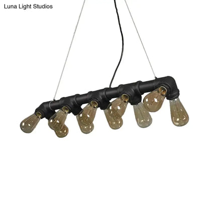Industrial black & copper island light kitchen symmetric piping
