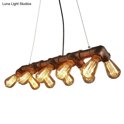 Industrial black & copper island light kitchen symmetric piping