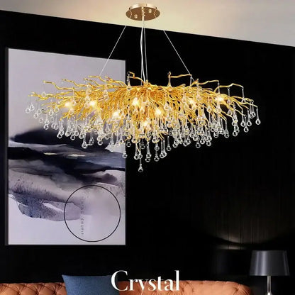 Decorbites copper branch water crystal chandelier for living room