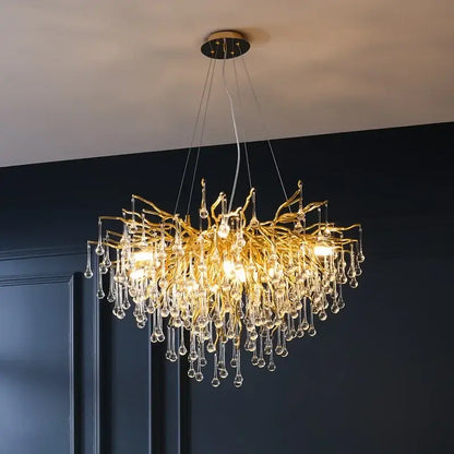 Decorbites copper branch water crystal chandelier for living room