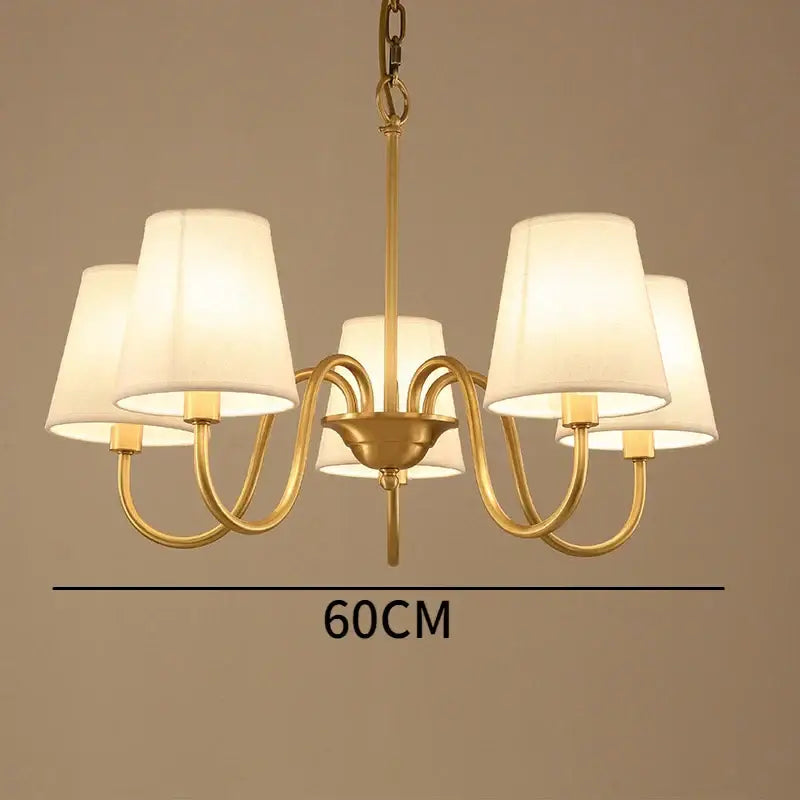 copper ceiling chandelier with fabric shades living room