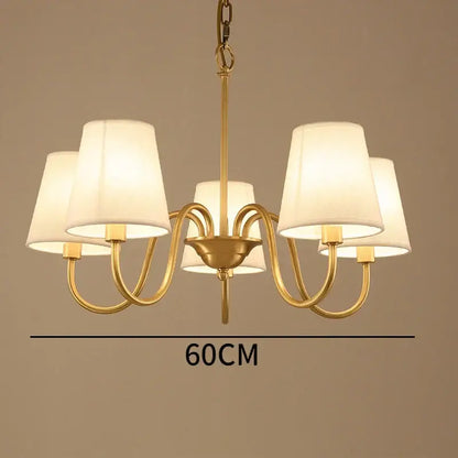 copper ceiling chandelier with fabric shades living room