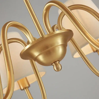 copper ceiling chandelier with fabric shades living room