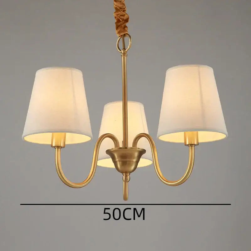 copper ceiling chandelier with fabric shades living room