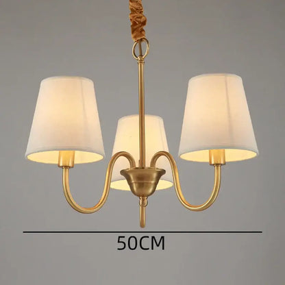 copper ceiling chandelier with fabric shades living room