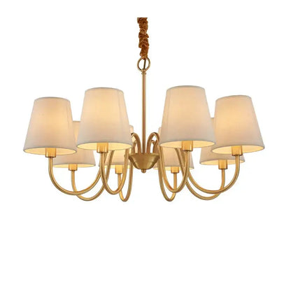 copper ceiling chandelier with fabric shades living room