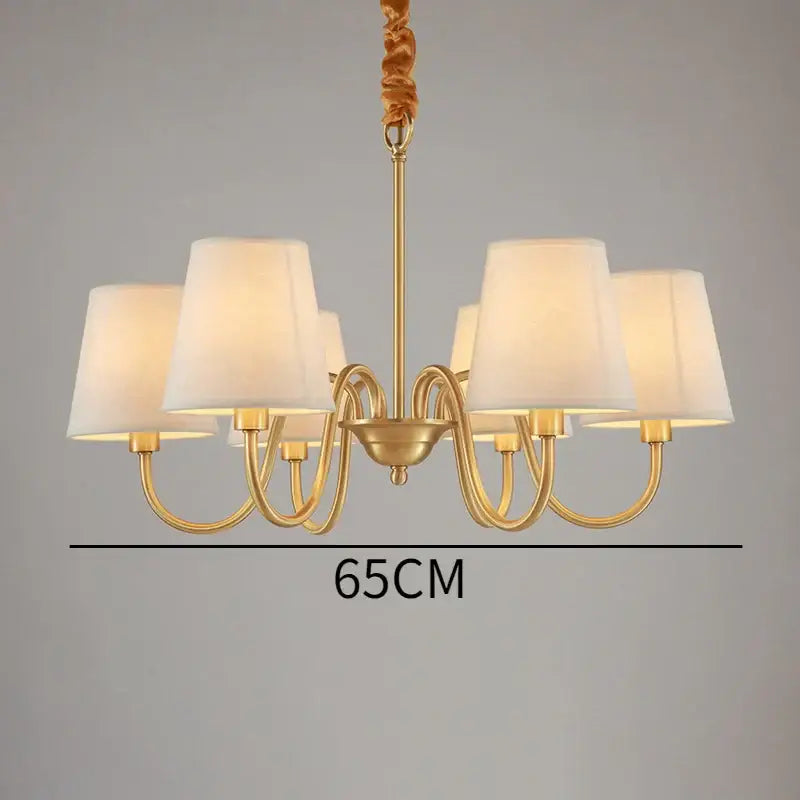 copper ceiling chandelier with fabric shades living room