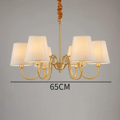 copper ceiling chandelier with fabric shades living room