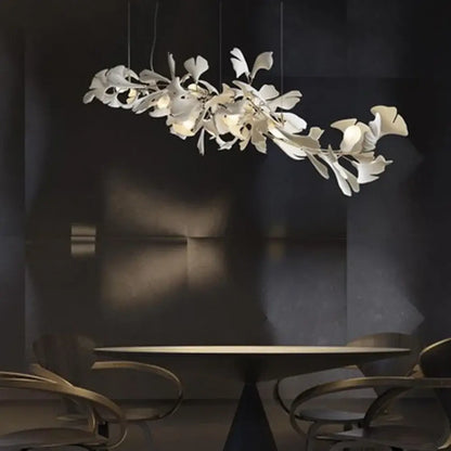 White ginkgo leaf chandelier for dining room luxury lantern light