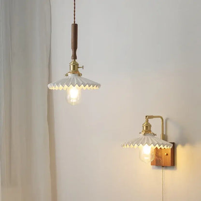 Vintage brass and ceramic led pendant light kitchen glass shade