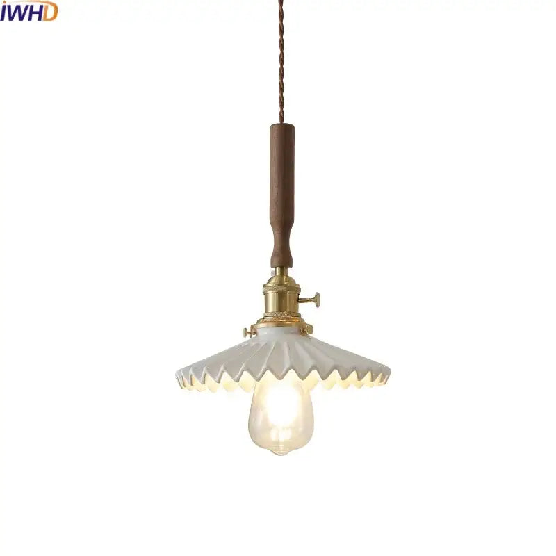 Vintage brass and ceramic led pendant light kitchen glass shade