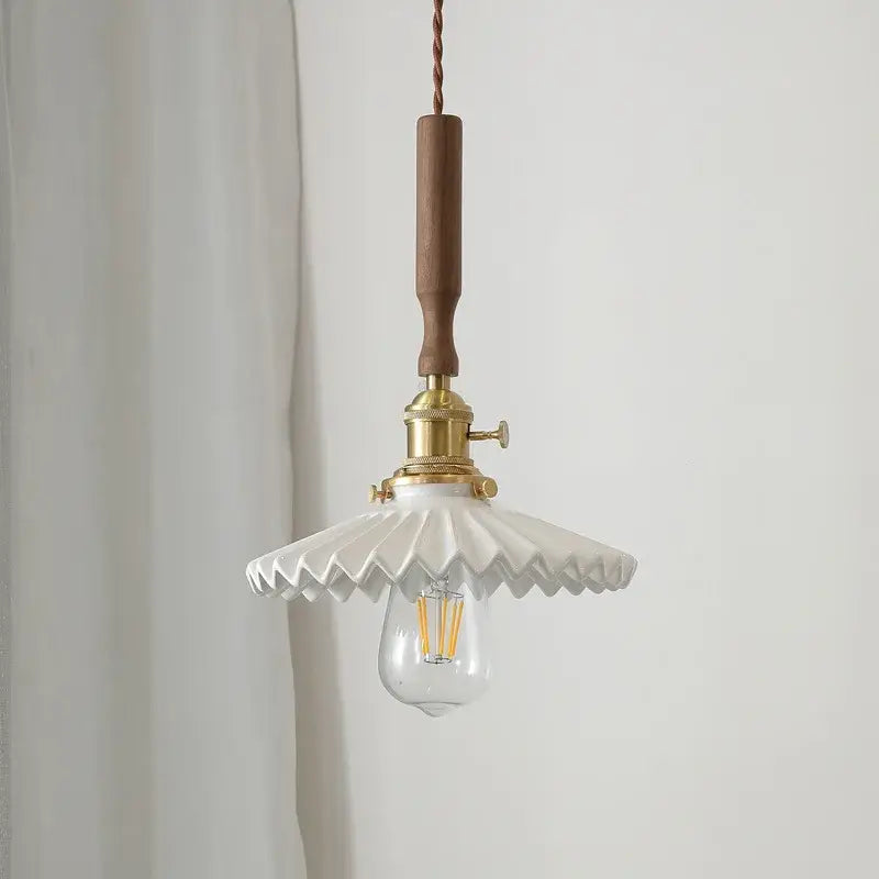 Vintage brass and ceramic led pendant light kitchen glass shade