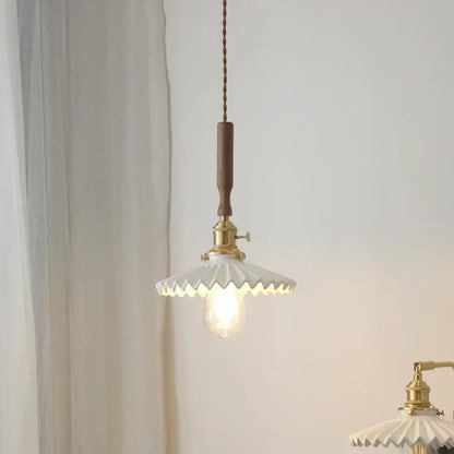 Vintage brass and ceramic led pendant light kitchen glass shade
