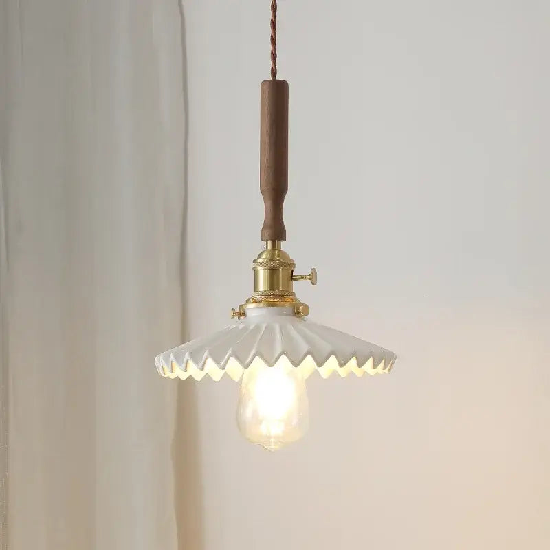 Vintage brass and ceramic led pendant light kitchen glass shade