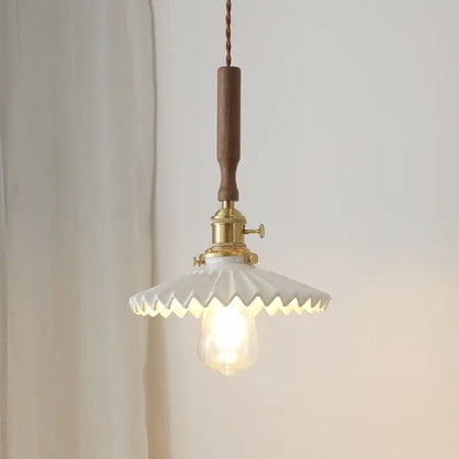Vintage brass and ceramic led pendant light kitchen glass shade