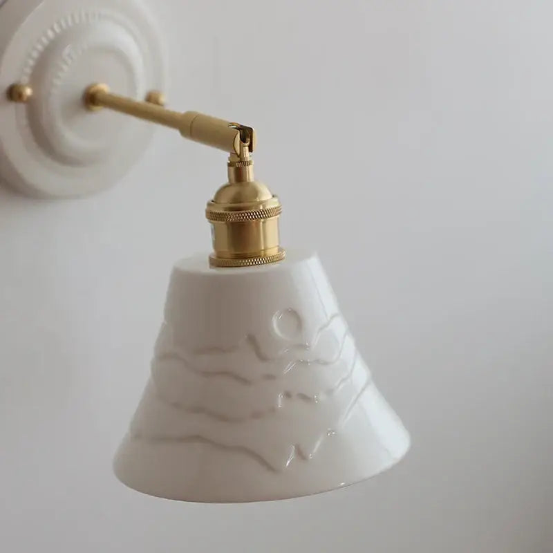 White and gold copper ceramic led wall lamp for living room