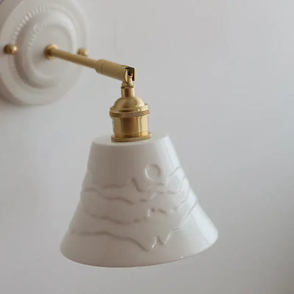 White and gold copper ceramic led wall lamp for living room