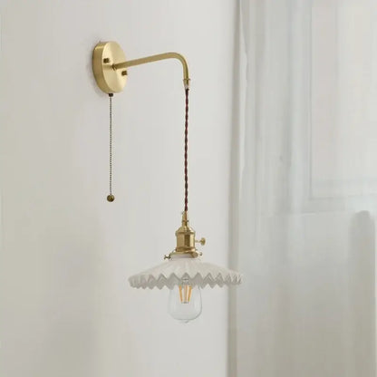 Vintage brass and ceramic led wall light bedroom sconce