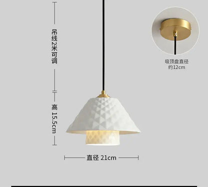 Textured white and gold ceramic pendant lights for kitchen dining room