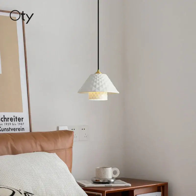 Textured white and gold ceramic pendant lights for kitchen dining room