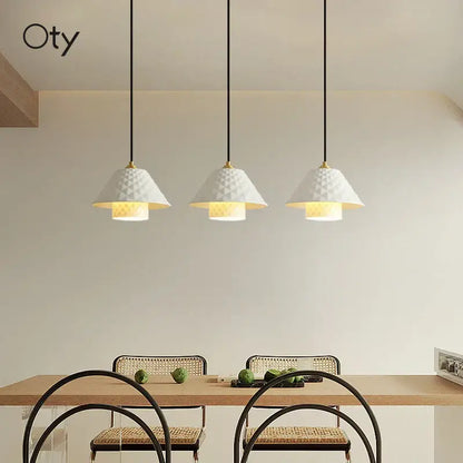 Textured white and gold ceramic pendant lights for kitchen dining room