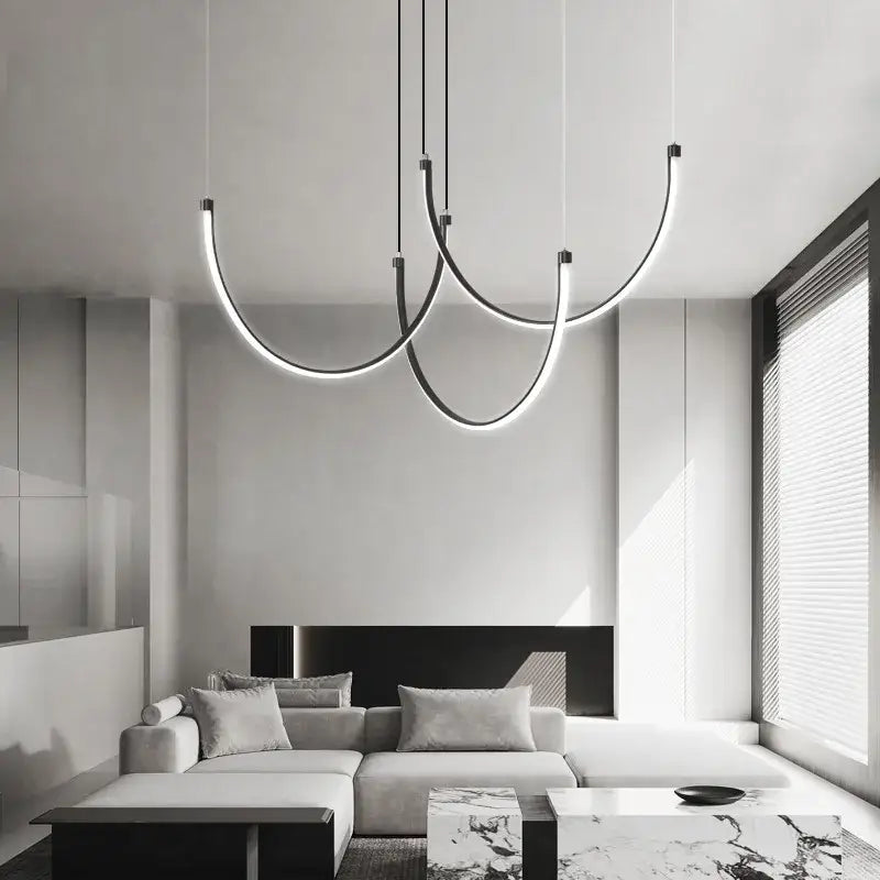 Modern copper chandelier black led living room light