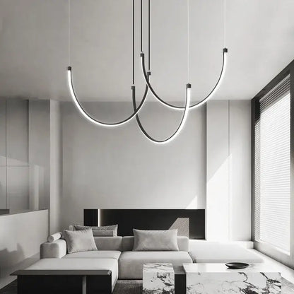 Modern copper chandelier black led living room light