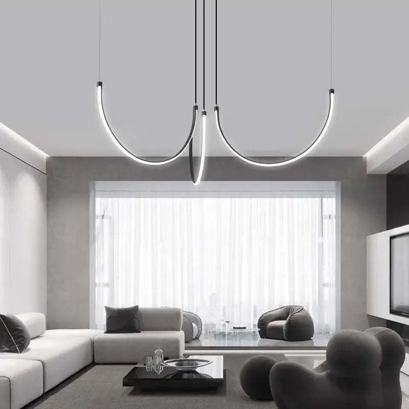 Modern copper chandelier black led living room light