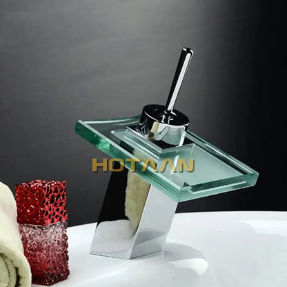 Modern chrome waterfall bathroom faucet white ceramic basin mixer