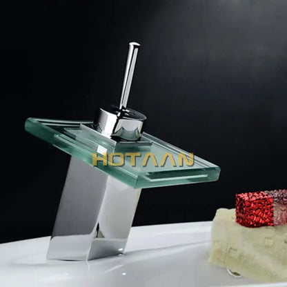 Modern chrome waterfall bathroom faucet white ceramic basin mixer