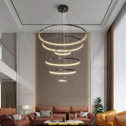 Modern copper circle chandelier living room led light