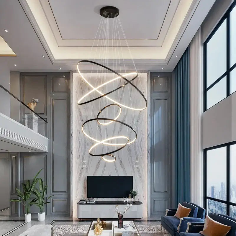 Modern copper circle chandelier living room led light