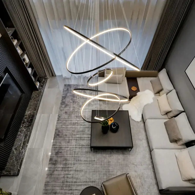 Modern copper circle chandelier living room led light