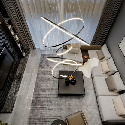 Modern copper circle chandelier living room led light