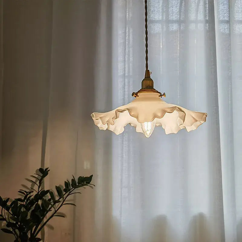 Classical brass and white glass pendant light bedroom lighting