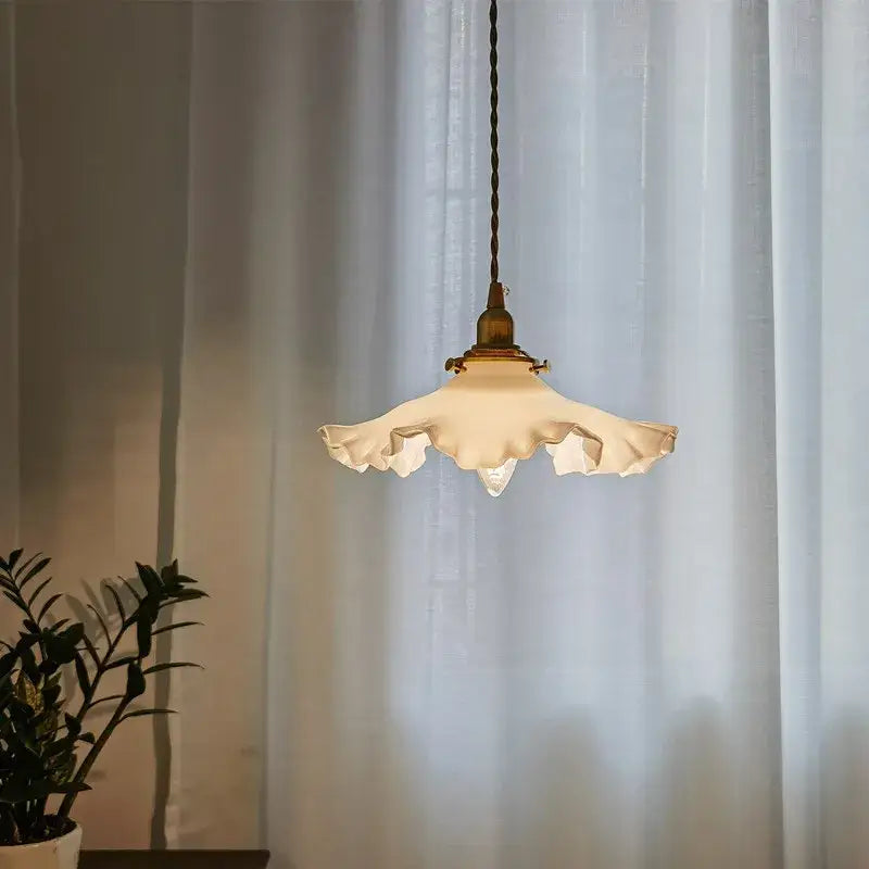 Classical brass and white glass pendant light bedroom lighting